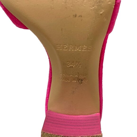HERMES Oasis - Pink Suede Women's Sandals 558-061025 - Picture 8 of 8